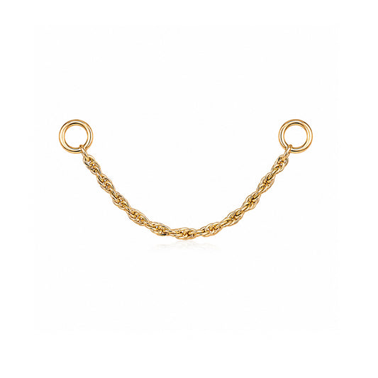 14K Gold Dangle Braided Rope Chain Earring Jacket
