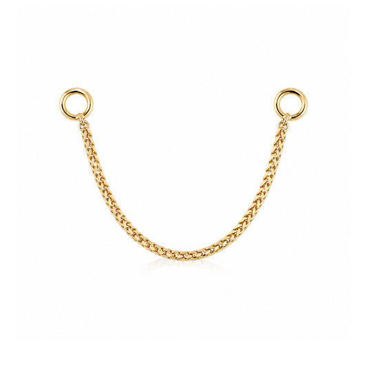 14K Gold Dangle Wheat Chain Earring Jacket