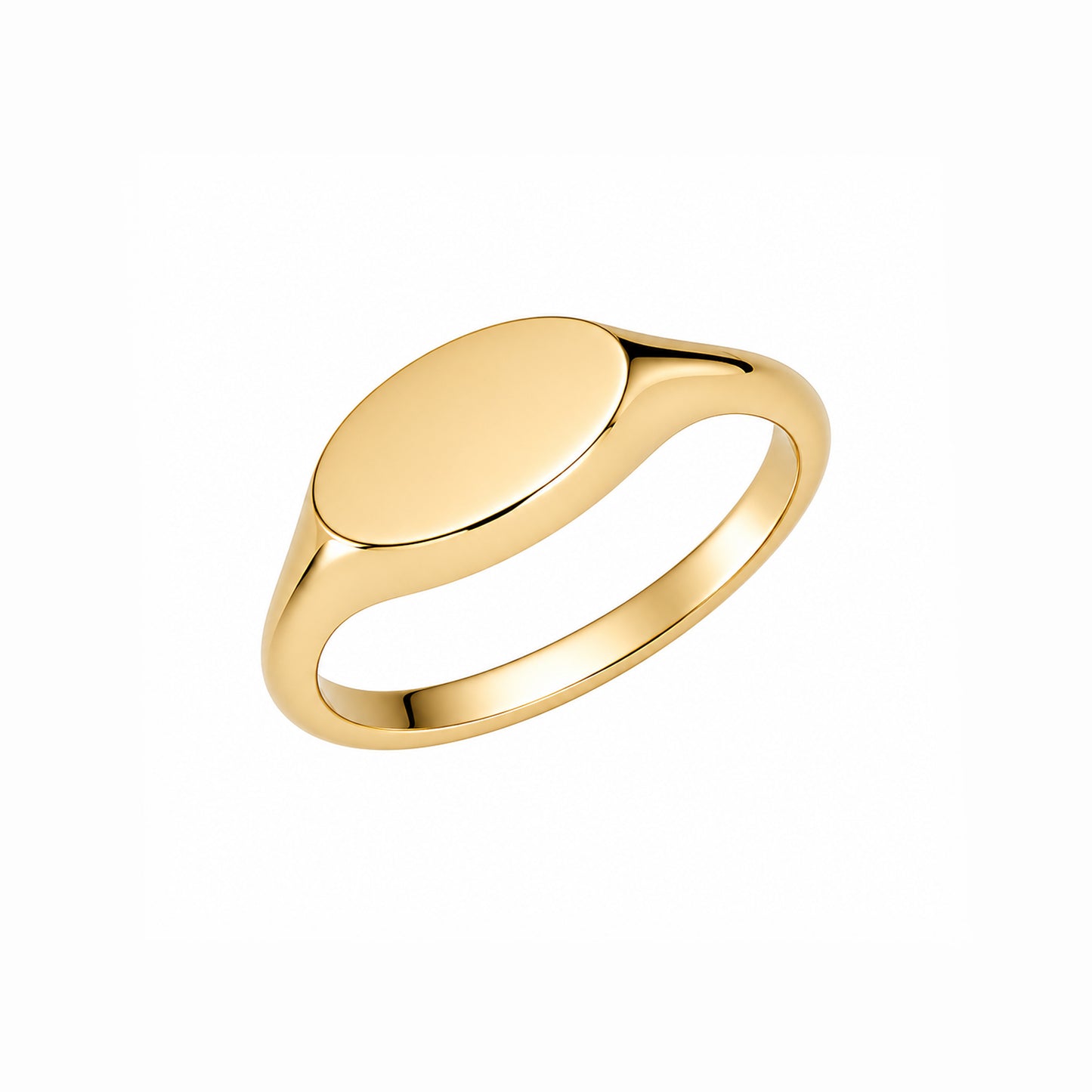 14K Gold Engravable Horizontal Oval Signet Ring ~ Small Size