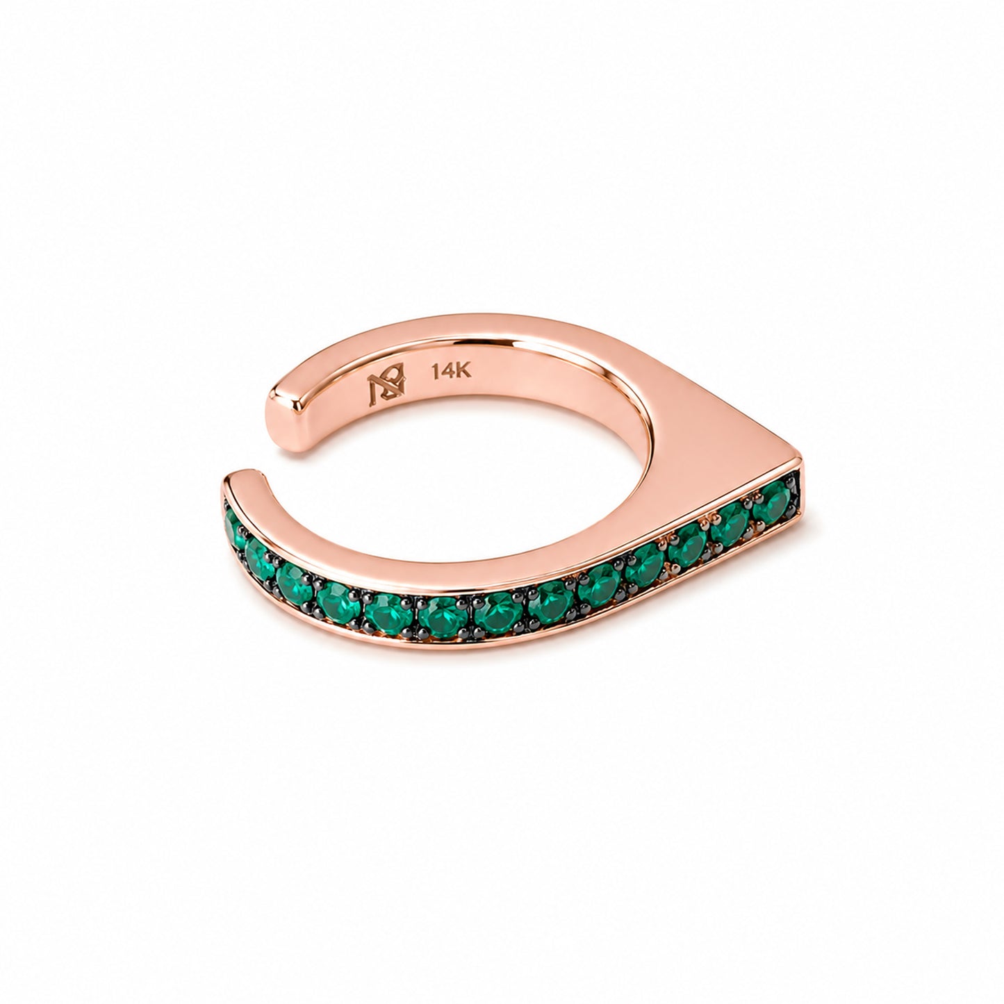 Spike Collection: 14K Gold Pavé Emerald Spike Point Ear Cuff