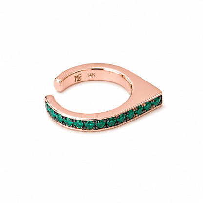 Spike Collection: 14K Gold Pavé Emerald Spike Point Ear Cuff