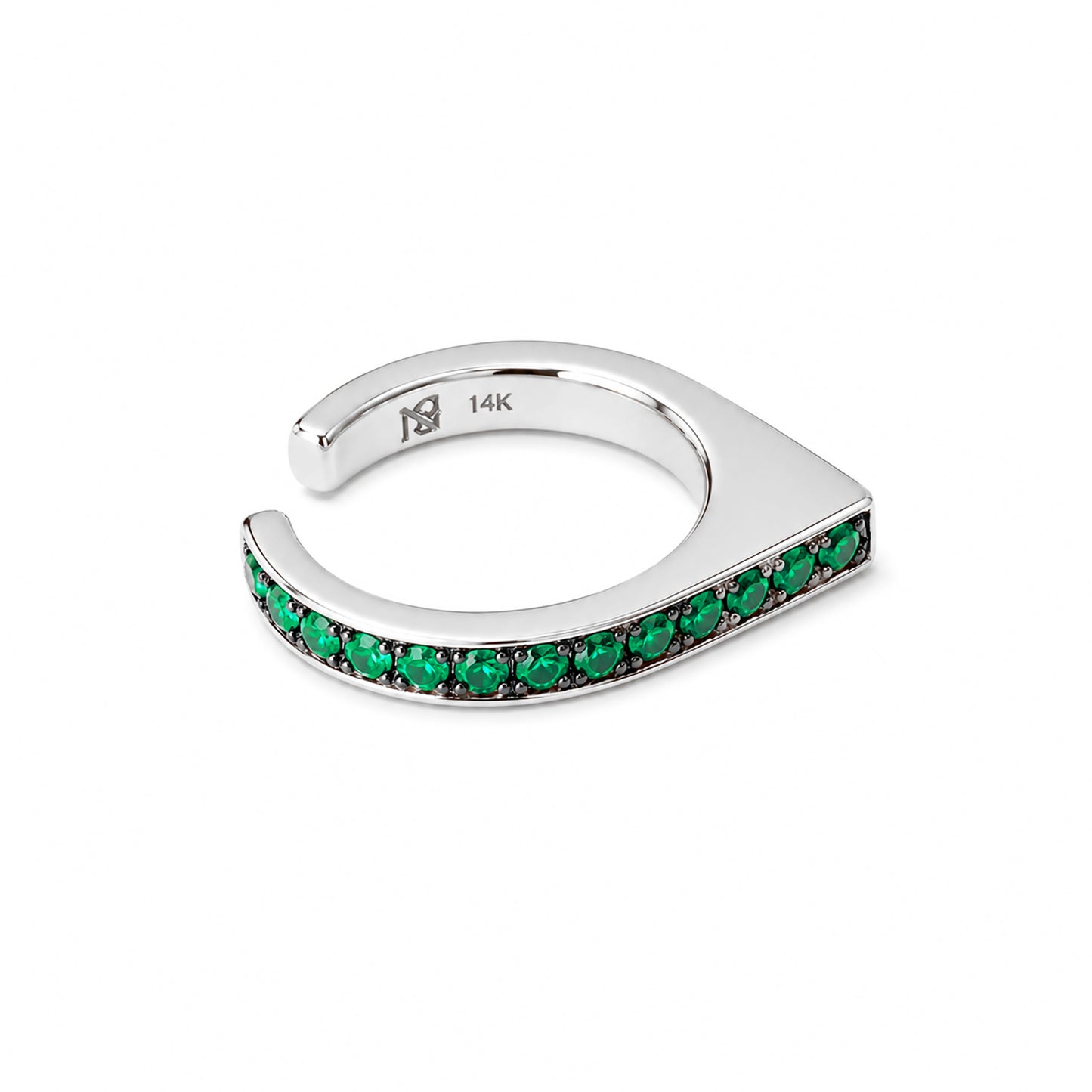 Spike Collection: 14K Gold Pavé Emerald Spike Point Ear Cuff