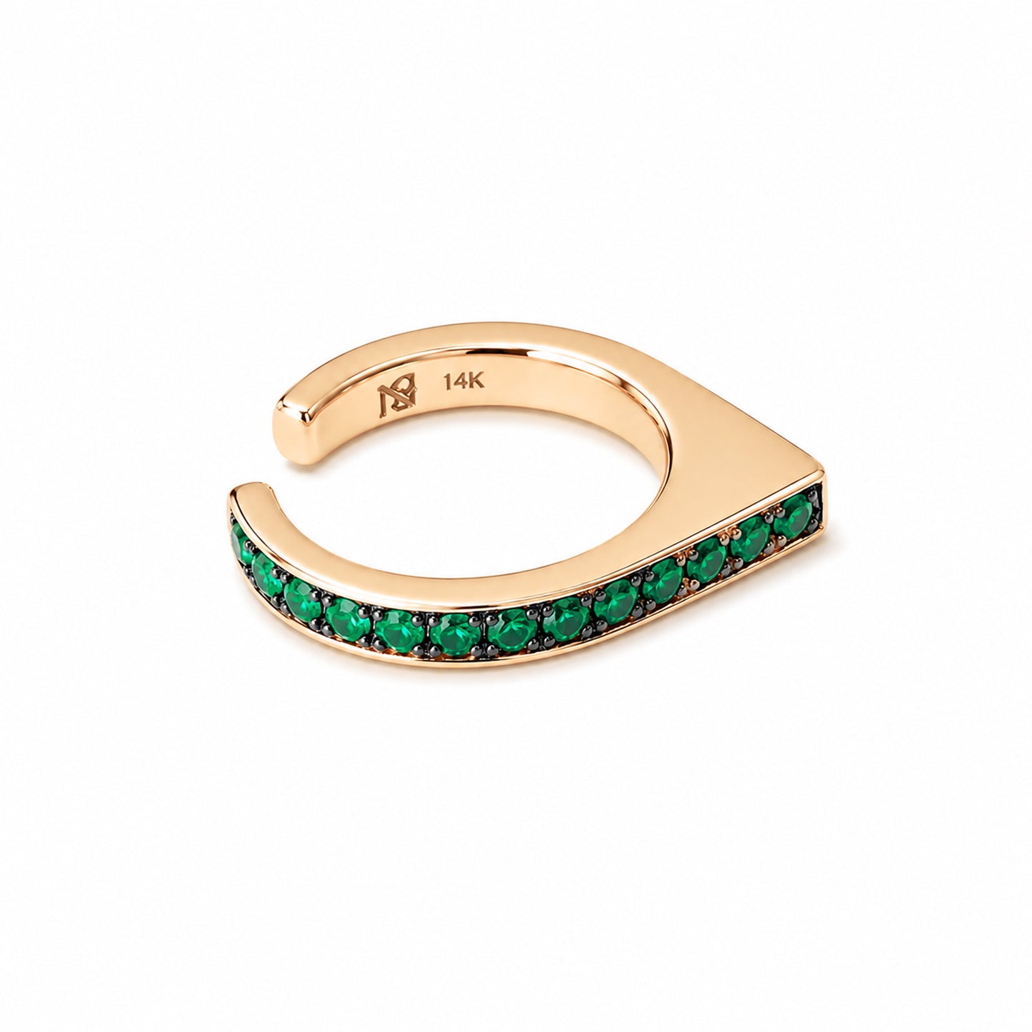Spike Collection: 14K Gold Pavé Emerald Spike Point Ear Cuff