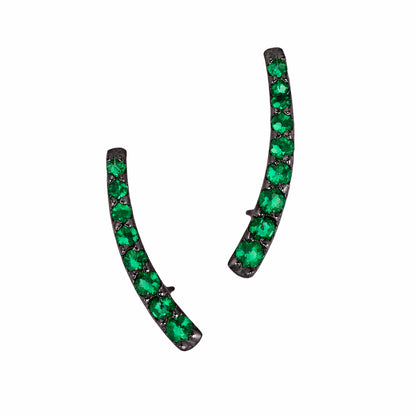 14K Gold Emerald Climber Arch Earrings