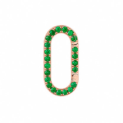 14K Gold Emerald Elongated Oval Charm Enhancer ~ Large Size