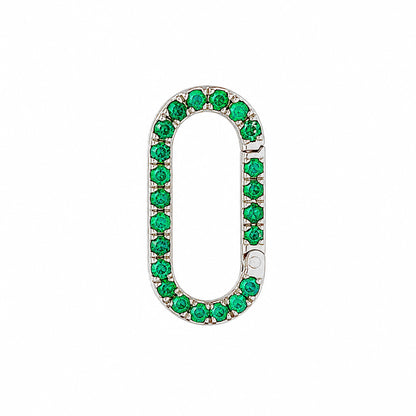14K Gold Emerald Elongated Oval Charm Enhancer ~ Large Size