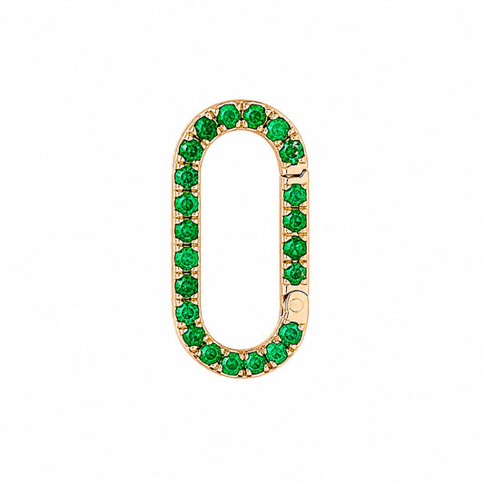 14K Gold Emerald Elongated Oval Charm Enhancer ~ Large Size