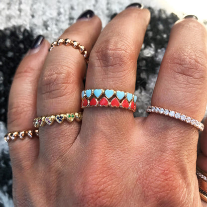 14K Gold Colored Enamel Eternal Heart Ring