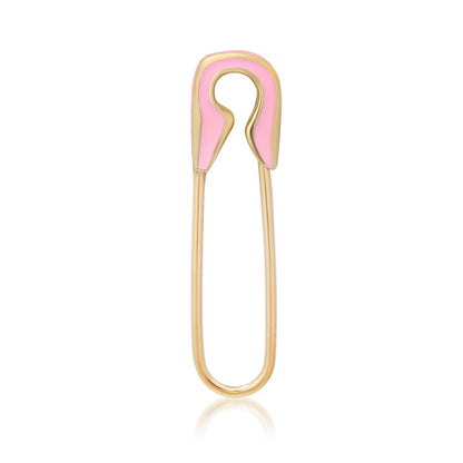 14K Gold Small Size Colorful Enamel Safety Pin Earring ~ Pastel Pink, Baby Blue, Buttercream Yellow, Kelly Green