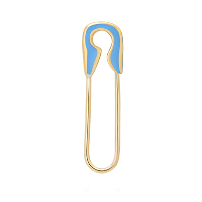 14K Gold Small Size Colorful Enamel Safety Pin Earring ~ Pastel Pink, Baby Blue, Buttercream Yellow, Kelly Green