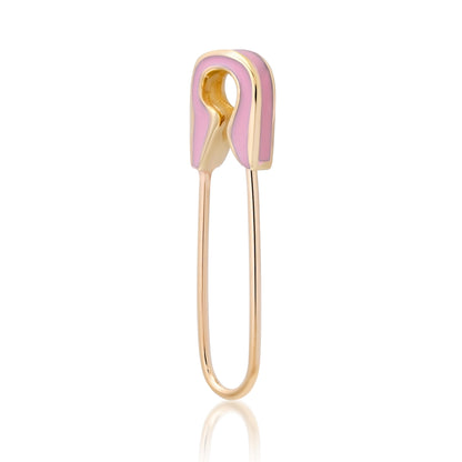 14K Gold Small Size Colorful Enamel Safety Pin Earring ~ Pastel Pink, Baby Blue, Buttercream Yellow, Kelly Green