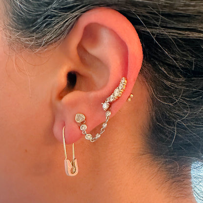 14K Gold Small Size Colorful Enamel Safety Pin Earring ~ Pastel Pink, Baby Blue, Buttercream Yellow, Kelly Green