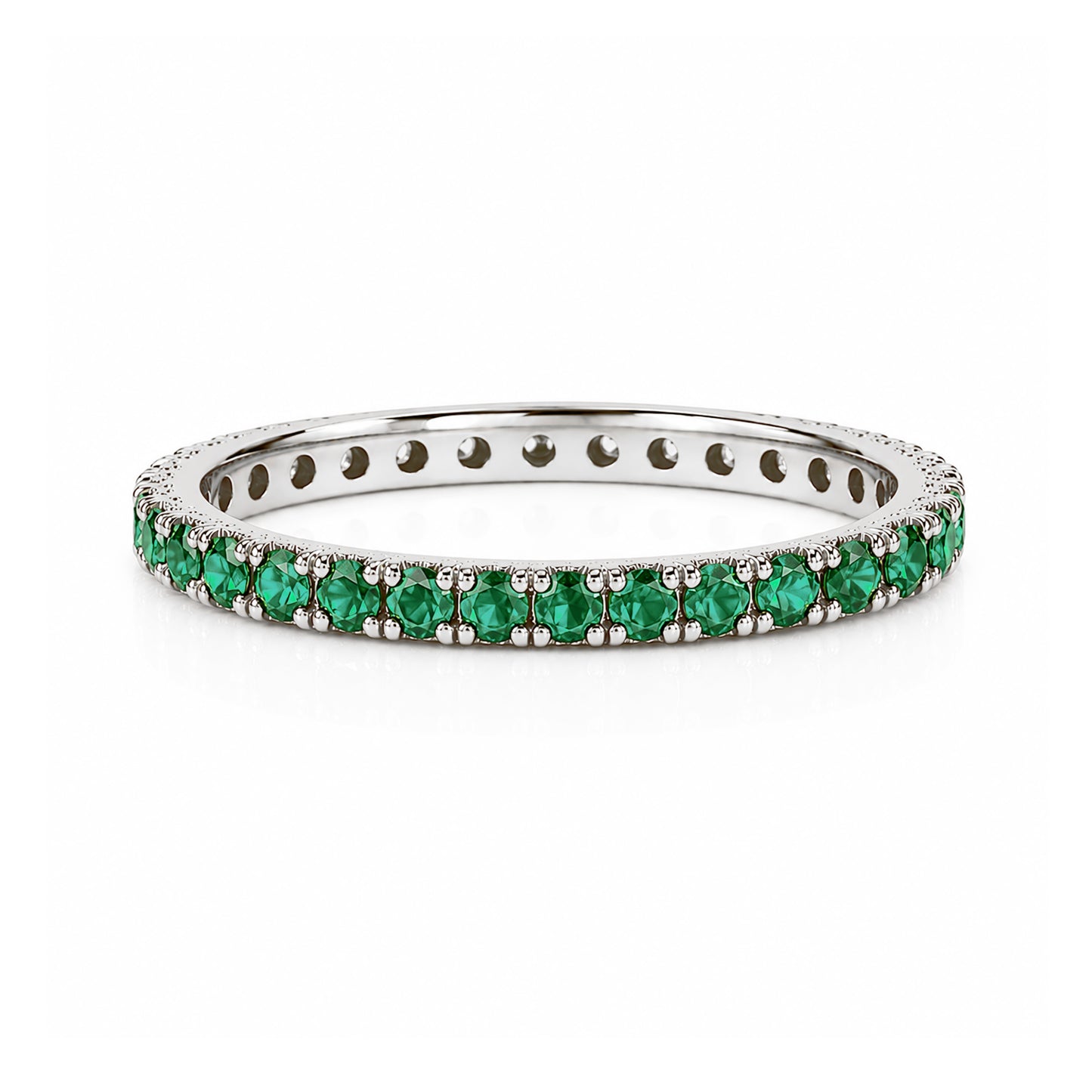 14K Gold Pavé Emerald Full Eternity Band
