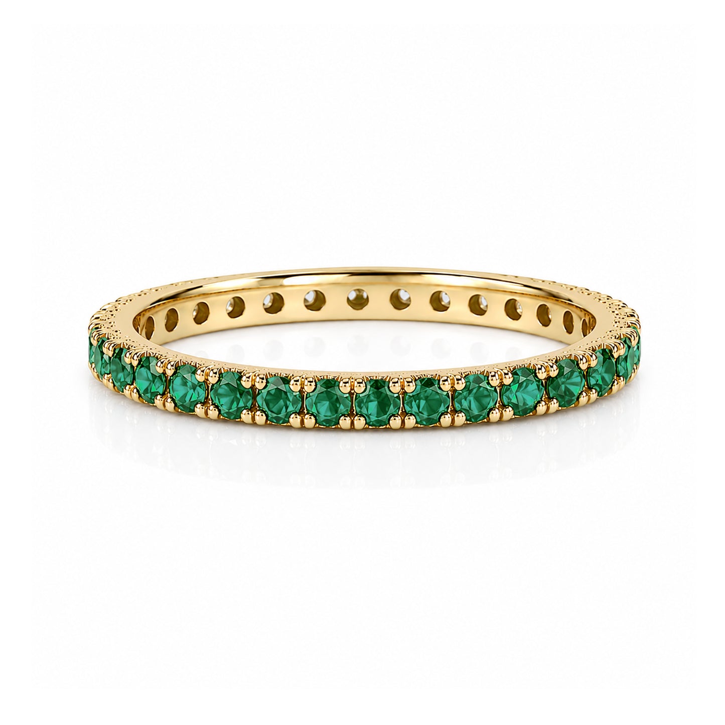 14K Gold Pavé Emerald Full Eternity Band