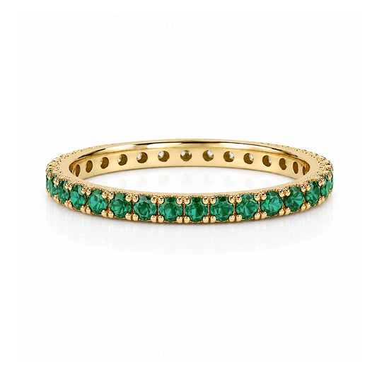 14K Gold Pavé Emerald Full Eternity Band