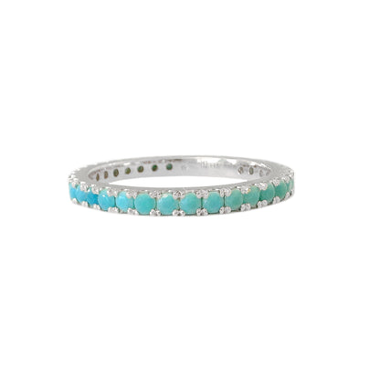 14K Gold Pavé Faceted Turquoise Gemstone Full Eternity Band