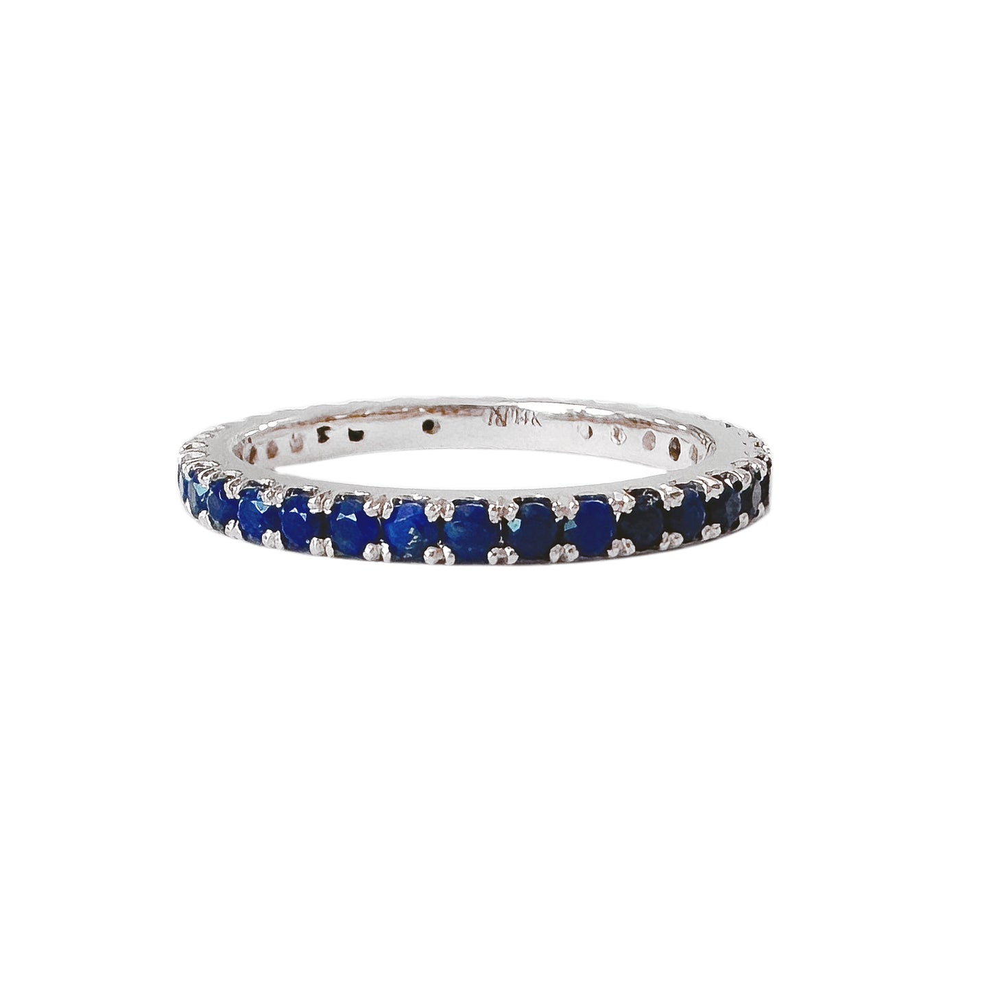 14K Gold Pavé Lapis Lazuli Gemstone Full Eternity Band