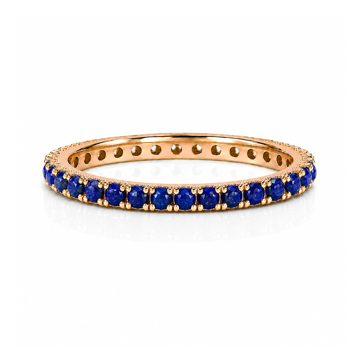 14K Gold Pavé Lapis Lazuli Gemstone Full Eternity Band