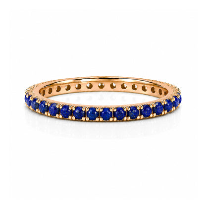 14K Gold Pavé Lapis Lazuli Gemstone Full Eternity Band