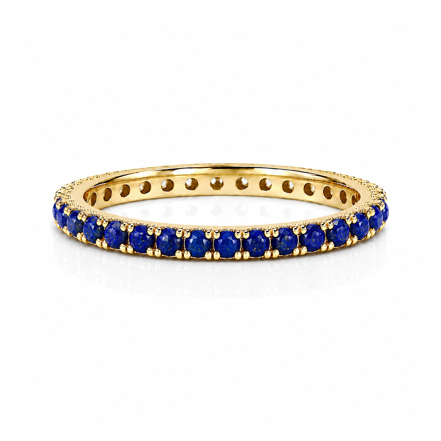 14K Gold Pavé Lapis Lazuli Gemstone Full Eternity Band