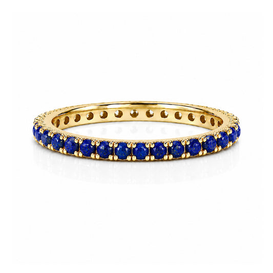 14K Gold Pavé Lapis Lazuli Gemstone Full Eternity Band