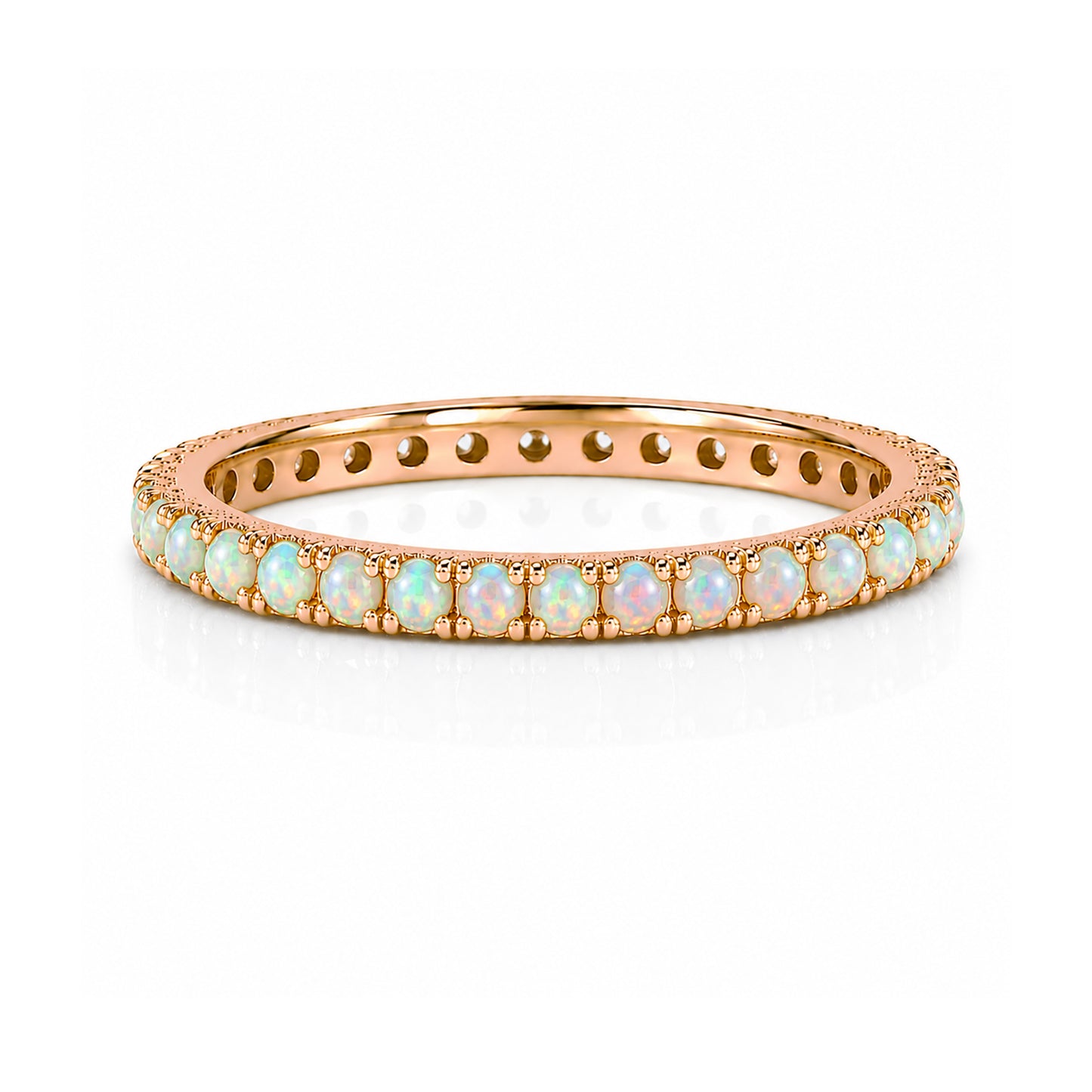 14K Gold Pavé Opal Gemstone Full Eternity Band