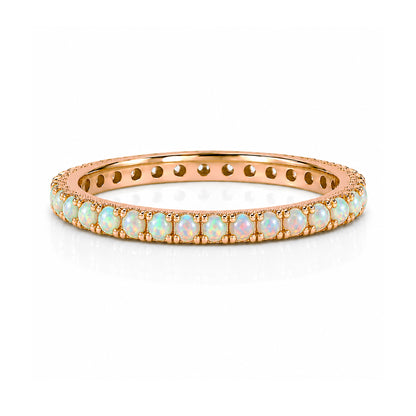 14K Gold Pavé Opal Gemstone Full Eternity Band