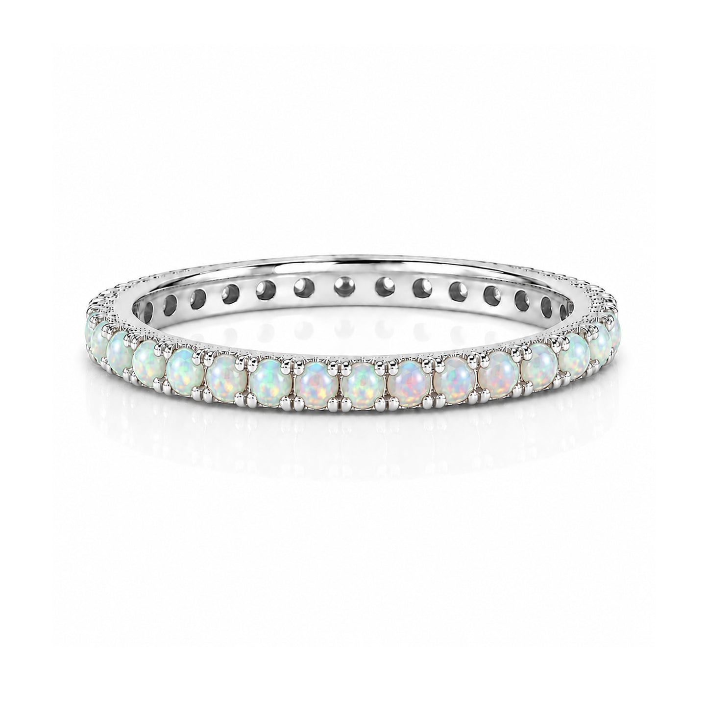 14K Gold Pavé Opal Gemstone Full Eternity Band