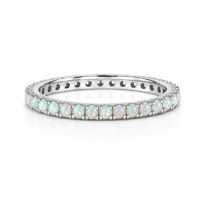 14K Gold Pavé Opal Gemstone Full Eternity Band