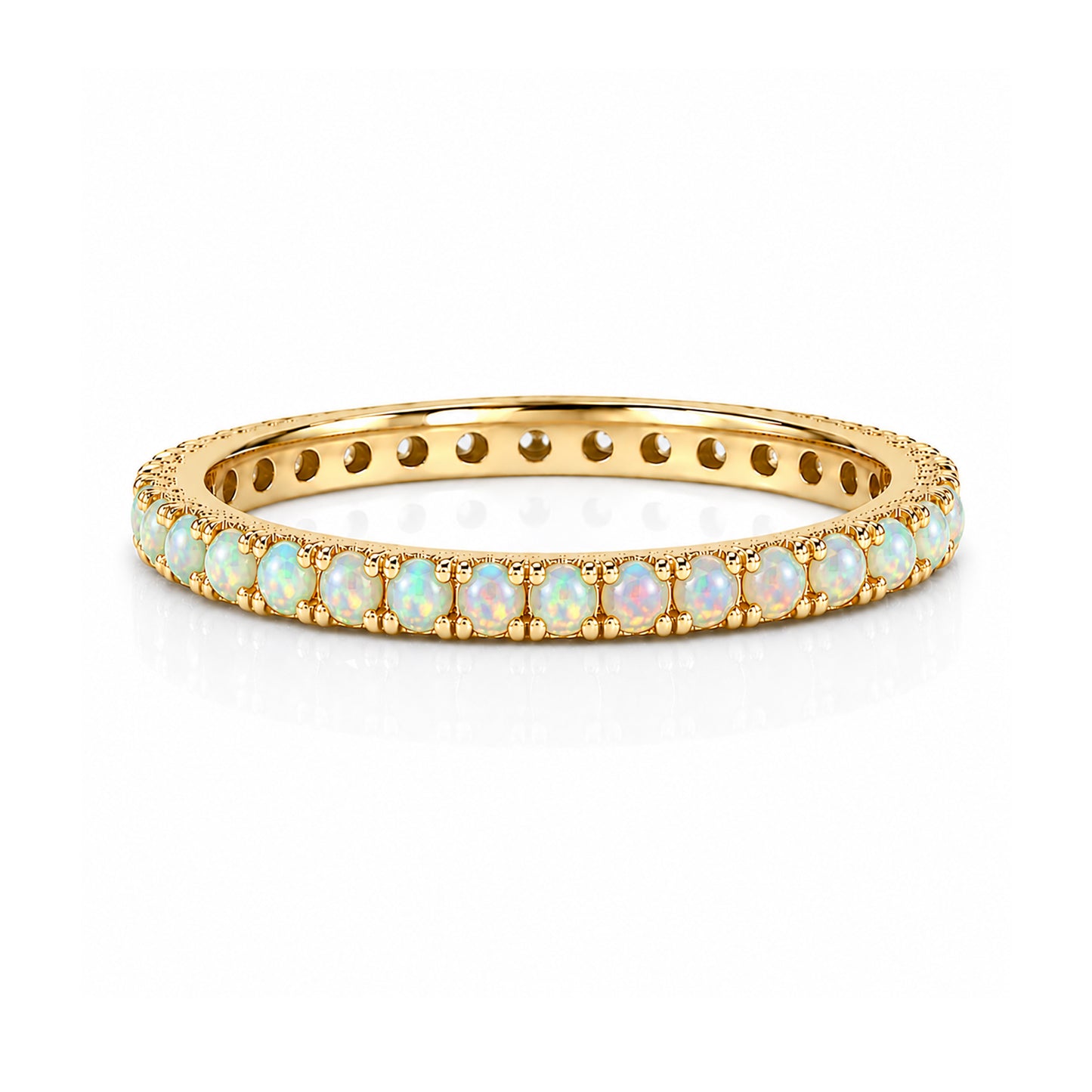 14K Gold Pavé Opal Gemstone Full Eternity Band