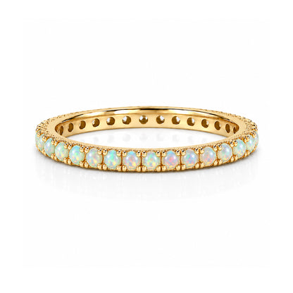 14K Gold Pavé Opal Gemstone Full Eternity Band