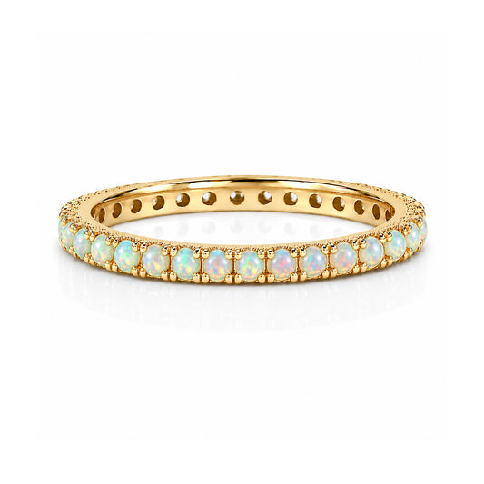 14K Gold Pavé Opal Gemstone Full Eternity Band
