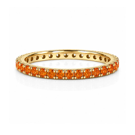 14K Gold Pavé Orange Sapphire Full Eternity Band