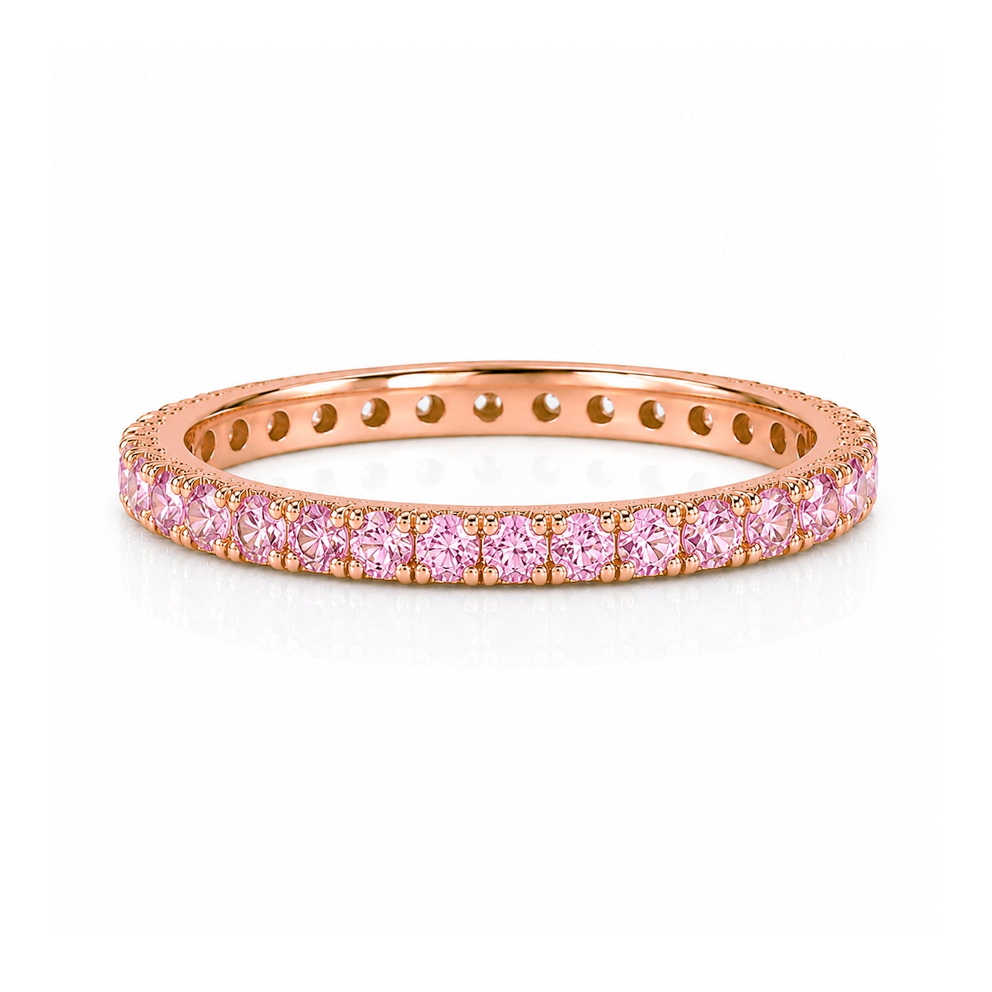 14K Gold Pavé Powder Pink Sapphire Full Eternity Band