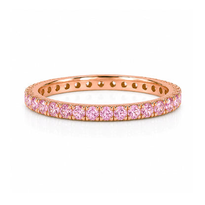 14K Gold Pavé Powder Pink Sapphire Full Eternity Band