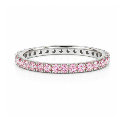 14K Gold Pavé Powder Pink Sapphire Full Eternity Band