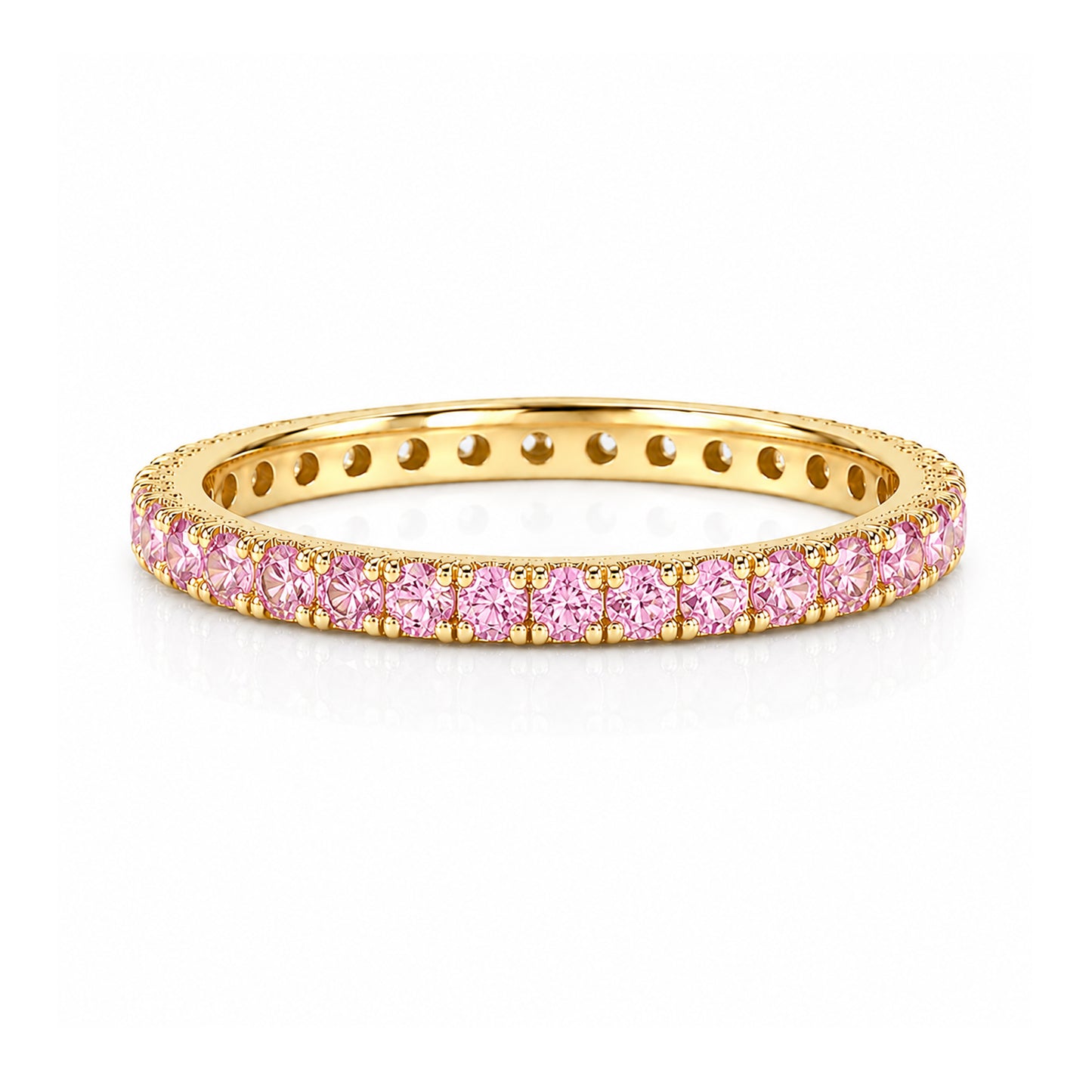 14K Gold Pavé Powder Pink Sapphire Full Eternity Band