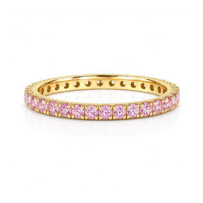 14K Gold Pavé Powder Pink Sapphire Full Eternity Band