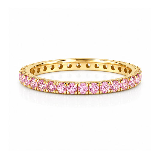 14K Gold Pavé Powder Pink Sapphire Full Eternity Band