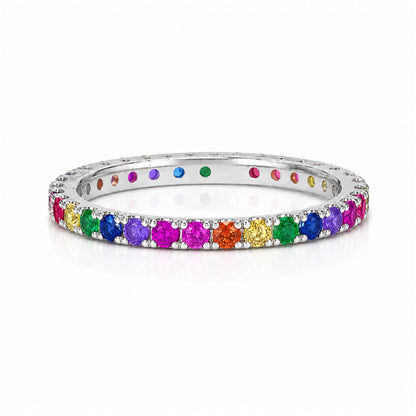 14K Gold Pavé Rainbow Gemstone Full Eternity Band