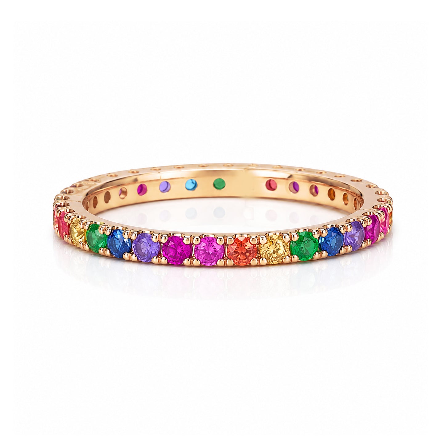 14K Gold Pavé Rainbow Gemstone Full Eternity Band