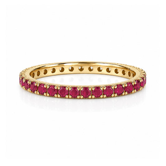 14K Gold Pavé Ruby Full Eternity Band