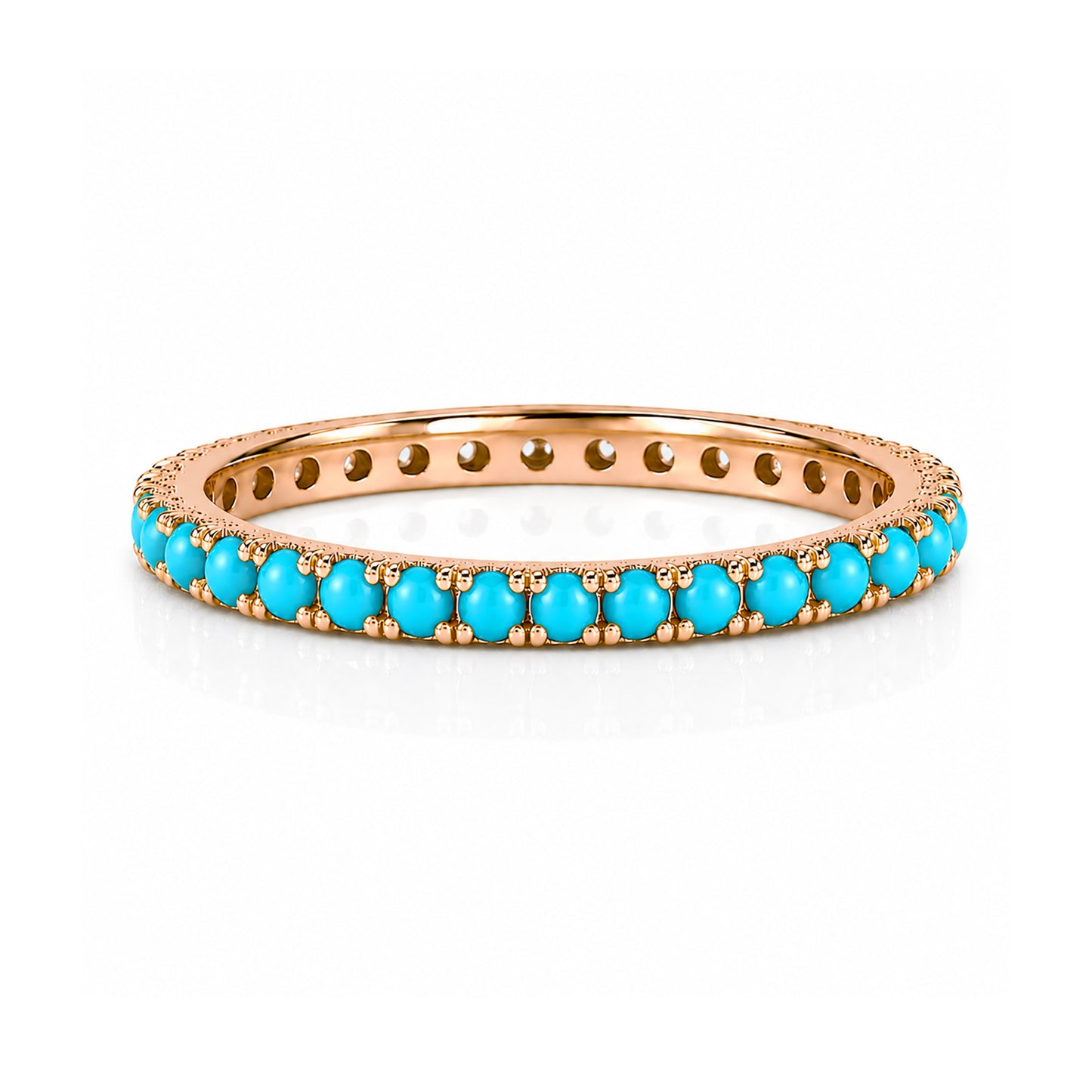 14K Gold Pavé Turquoise Gemstone Full Eternity Band