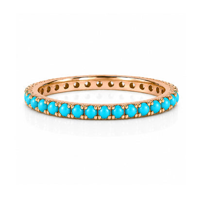 14K Gold Pavé Turquoise Gemstone Full Eternity Band