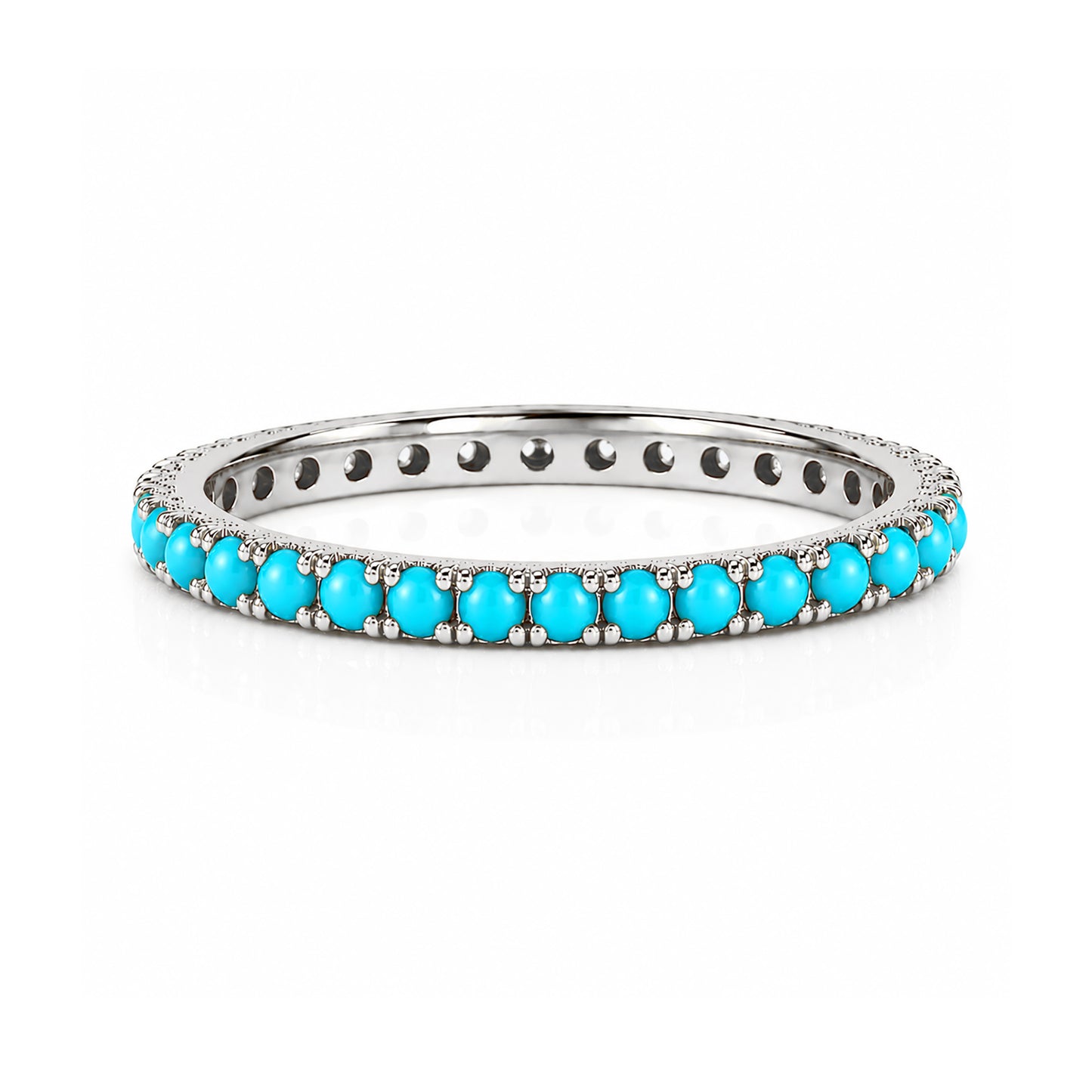 14K Gold Pavé Turquoise Gemstone Full Eternity Band