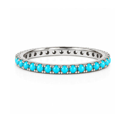 14K Gold Pavé Turquoise Gemstone Full Eternity Band
