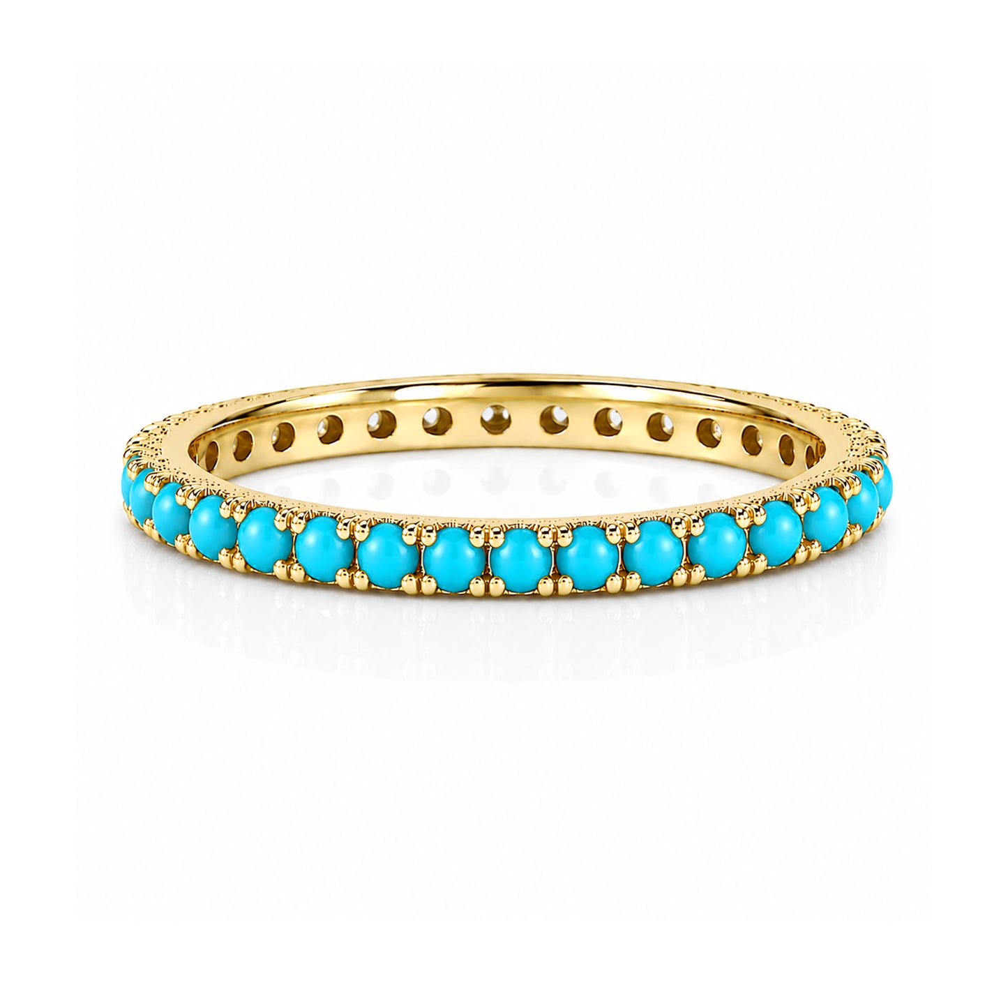 14K Gold Pavé Turquoise Gemstone Full Eternity Band
