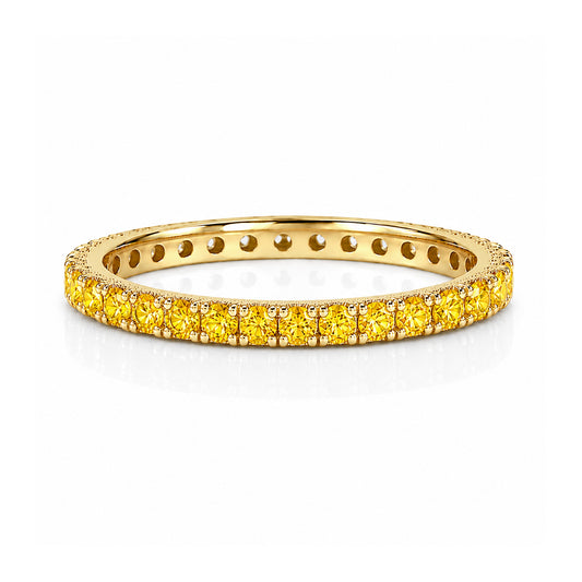 14K Gold Pavé Yellow Sapphire Full Eternity Band