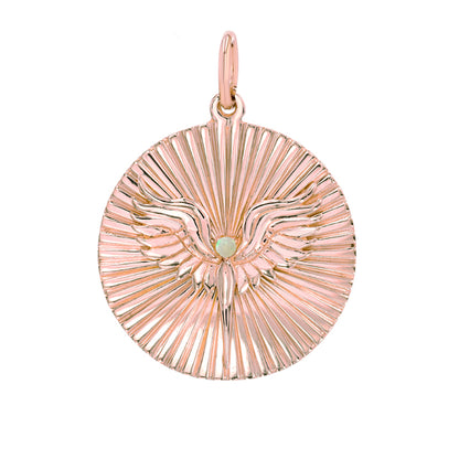 14K Gold Opal Fluted Phoenix Medallion Pendant