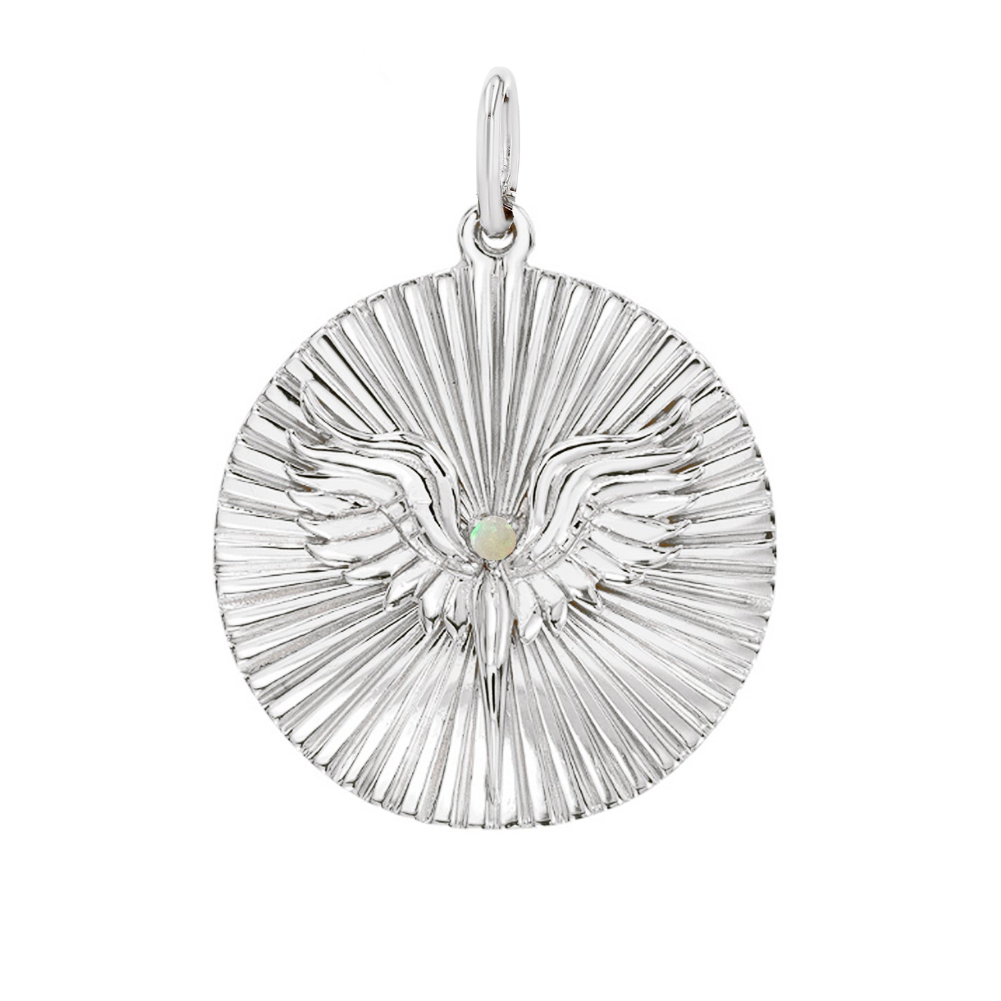 14K Gold Opal Fluted Phoenix Medallion Pendant